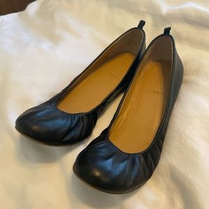 J. Crew black leather ballet flats GUC